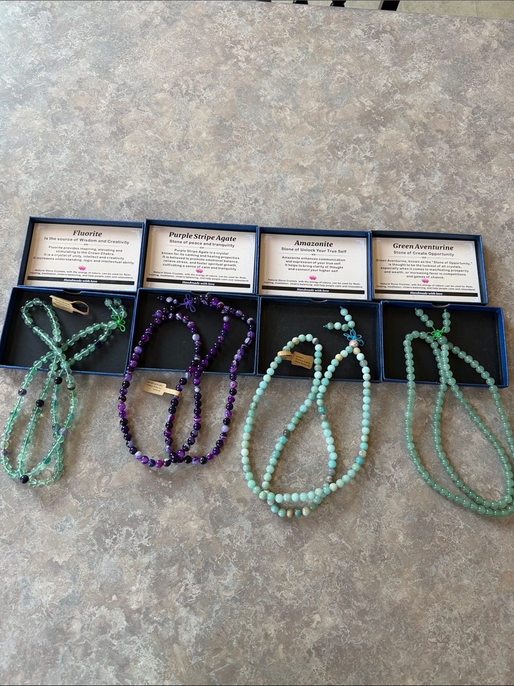 Real Gemstone Beaded Necklaces/Bracelets- Set of 4